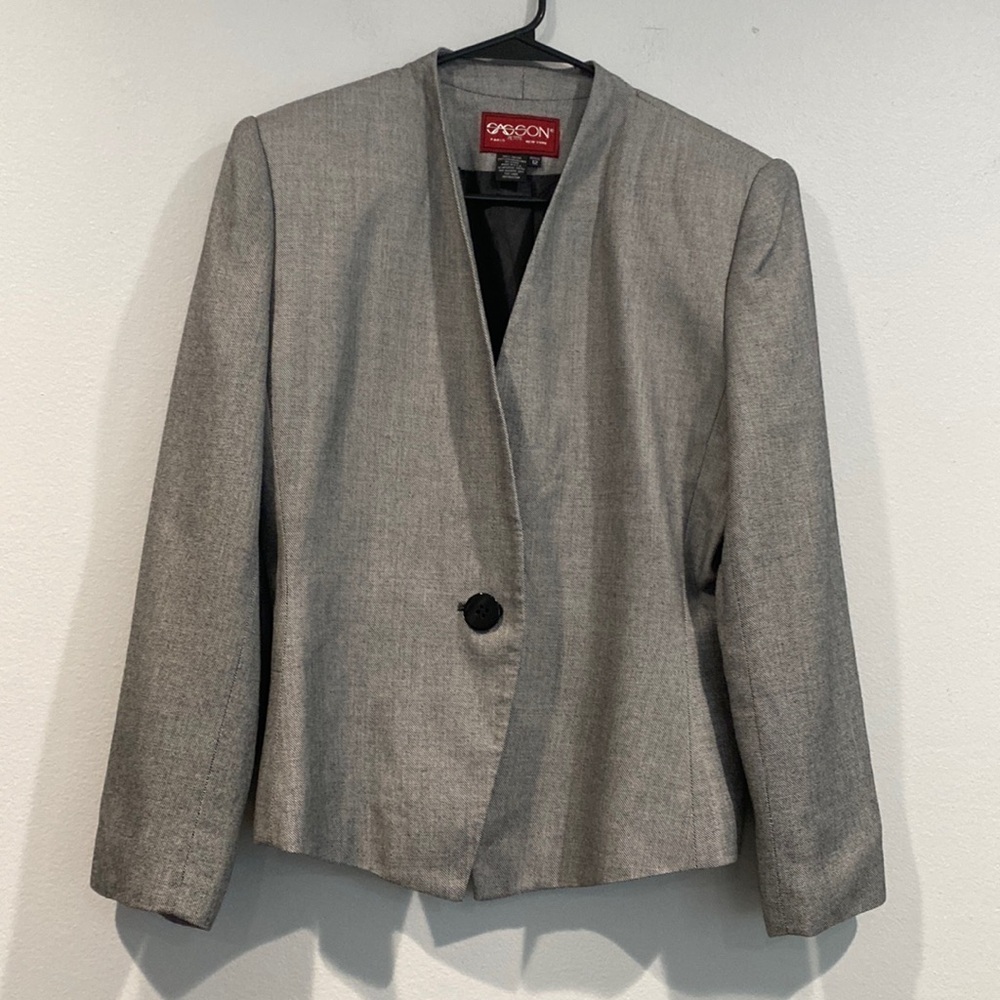 Sasson Petite Paris New York Gray Heathered Blazer - Size 12 Petite